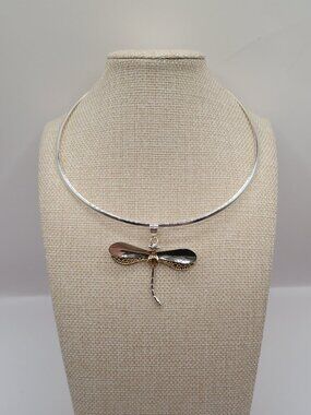 Vintage Best Signed Dragonfly Choker Style Pendant Necklace